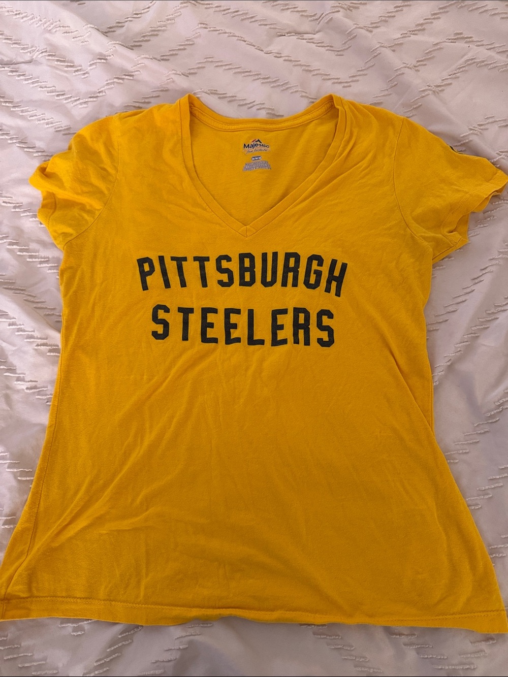 Majestic Gold Pittsburgh Steelers Fan V-Neck Tee - Picture 4 of 6